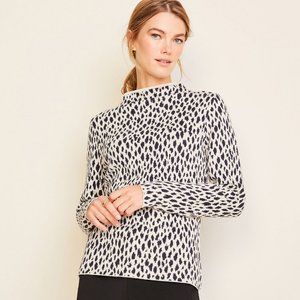 Ann Taylor Cheetah Print Funnel Neck Sweater